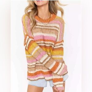 Show Me Your MuMu Sue Cuffed Fall Striped Sweater NWT